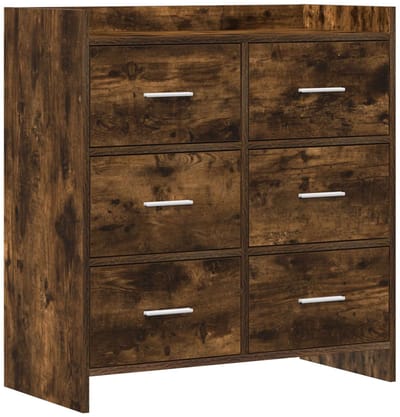 vidaXL - Dressoir - Gerookt - eiken - 75 - x - 33 - x - 80 - cm - Bewerkt - hout