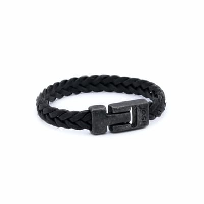 Josh leren armband 24831 zwart Vintage