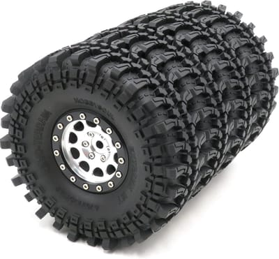RC Banden Wielen - Modder Terrein Banden - RC Crawler Offroad - Zachte Sticky Compound - 121mm Diameter - Zilver Zwart