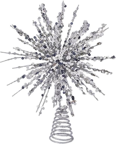 Dailygoods - Zilveren Ster Kerstboom Topper met Verlichting