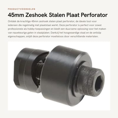 Dailygoods- Perforator 45mm Hoogwaardig Staal - Plaatmetaal Snijder - Antislip - Duurzaam - Anti-corrosief - Glad Gatrand - Gatensnijder