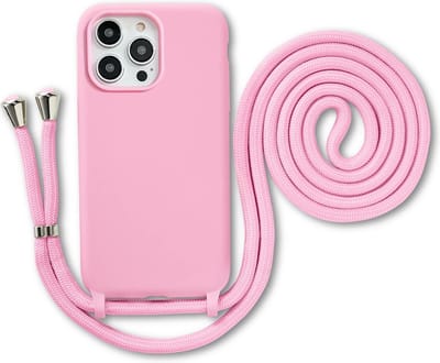 Armordrop Hoesje Met Koord Geschikt Voor iPhone 13 Pro Max - Siliconen Hoesje Met Koord - Roze