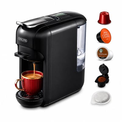 HomeGoodies - 5in1 Koffiezetapparaat - Koffiecupmachine - Koffiemachines - Heet & koud - Diverse capsules - Espresso & cappuccino
