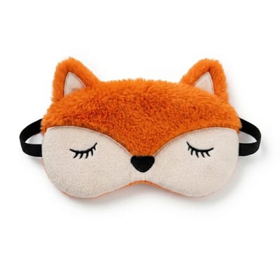 Oranje pluche vos slaap masker oog masker dames en heren – zacht fleece slaapmasker met vos gezicht en gesloten ogen design, bedekkend oog masker voor slapen, reizen en rustmomenten