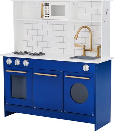 Teamson Kids Modern Houten Speelkeuken Met Accessoires - Rollenspel Speelgoed - Wit/Blauw