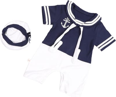 Baby Sailor Suit - Navy Blauw Katoenen Zeeman Thema Baby Jongens Pak met Hoe