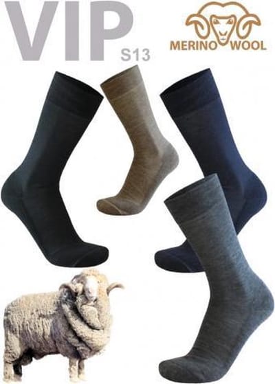 S13 VIP dunne merino wollen sokken met badstof zool – Beige – 43-45