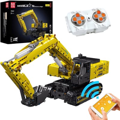 Mold King 15062 Technische Auto Bouwsteen Rode Gemotoriseerde Mechanische Graafmachine Model Enginering Baksteen Kinderen Kerst Giift geel