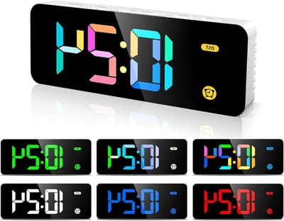 Digitale Wekker - LED Klok - Wakker Worden - 7 Kleuren Verlichting - 5.5 Inch Scherm - Zwart