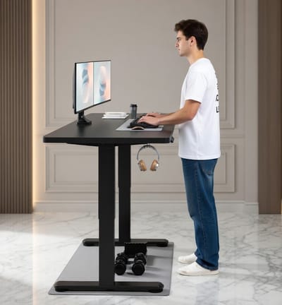 ErgoMotion Pro Elektrisch Zit-Sta Bureau 160x80 cm met Dubbele Motor, Touchscreen Geheugen, USB-A & Kabelmanagement – Zwart | House&Garden