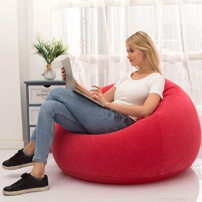 Unyqoos® Comfortabele opblaasbare loungestoel voor binnen en buiten gebruik, rood, 85*110*110 cm