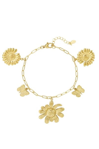 Goudlief blije daisy ketting - Roestvrij staal - Verkleurt niet - Goudlief.nl