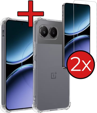 Hoesje - Met Screenprotector - 2 Stuks - Geschikt voor OnePlus Nord 4 - Sterk & Shockproof - Back Cover - Siliconen Case - Telefoon Hoes - Shock Proof - Telefoonhoes - Transparant