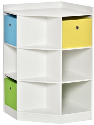 Kinder Opbergrek 57,4x57,4x94cm Opbergkast Wit Hout 3 Opbergdozen Kinderkamer Speelgoedopslag Voor Woonkamer En Slaapkamer