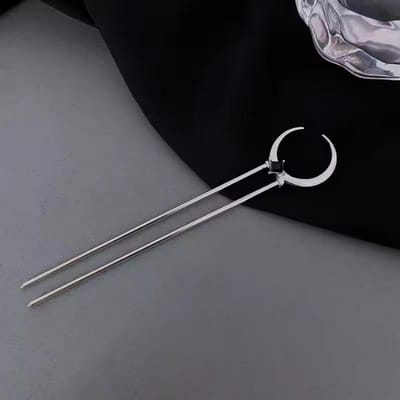 Maan Haarpin U-Vormige Haarspeld Oude Stijl Haarklem Metalen Haarclip Vrouwelijke Haardracht Ornament zilver