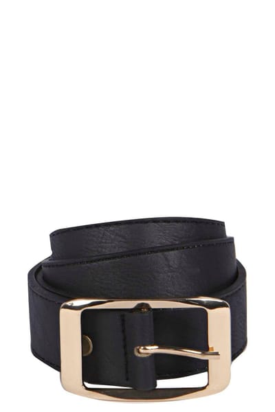 boohoo Dames Chunky Gouden Gesp Boyfriend Riem | Zwart