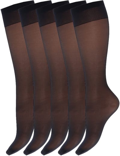 Zijdeglans pantykousen | 15 Denier | Merk: Marianne | Maat: One Size | Kleur: Blauw | 5 Paar