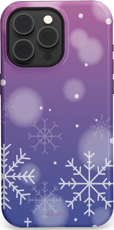 Casetastic hoesje geschikt voor Apple iPhone 15 Pro Max - MagSafe - Dubbellaagse bescherming - Winter Sneeuw Paarse Roze Gloed - Fashion Case - Lavendel
