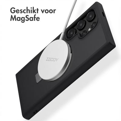 Accezz Hoesje - Geschikt voor Samsung Galaxy S24 Ultra - Ring Stand Backcover met Magnetische Ring - Zwart