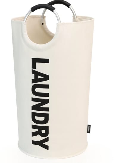 BOTC Wasmand - Waszak - 115L - Laundry basket - Wassorteerder - 43x79 cm - waszak vouwbaar - draagbaar wasbox - Gebroken wit