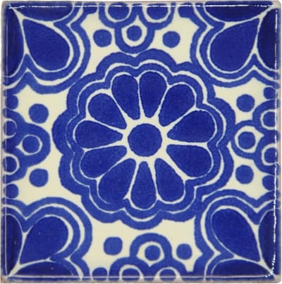 Keramische Mexicaanse tegel - Handgemaakte decoratie - Keuken en badkamer - Waterbestendig geglazuurd - 5x5 cm - Blauw