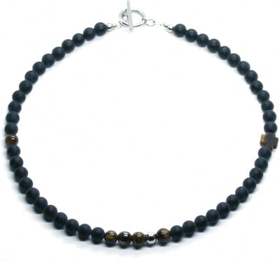 IbizaMen KIDS - Jongens - ketting - edelsteen - onyx 36cm