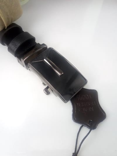 RR20-50sbr.120 : strak glad leren riem, bruin, automatische buckle business metal, L120cm, H32mm, D4mm