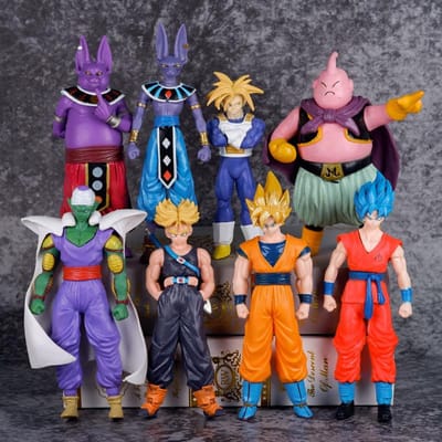 8 Stuks/Set Anime Dragon Ball Z Son Goku Trunks Beerus Majin Buu Actiefiguur Vegeta Piccolo Son Gohan Super Saiyan Model Poppetje Speelgoed blue