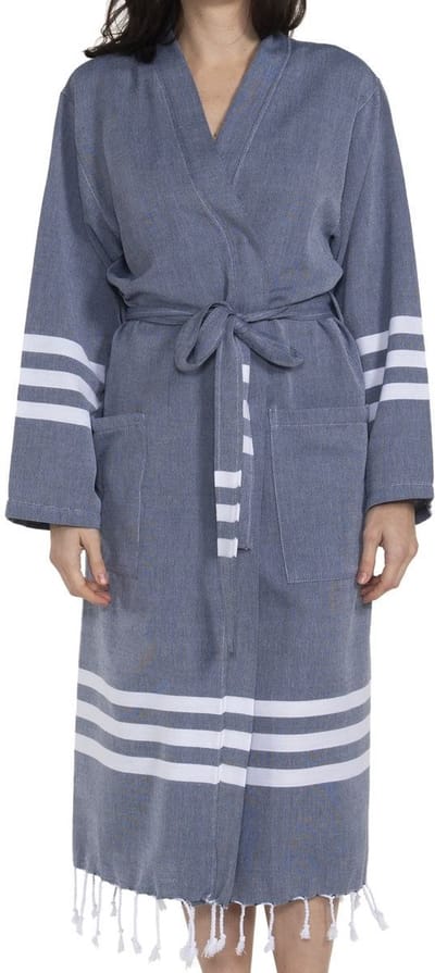 Lalay Hamam Badjas Bala Sultan Navy - S - hamam kimono badjas - ochtendjas - sauna badjas - zomer badjas - middellang - dun