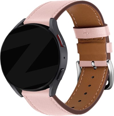 Bandz universeel 20mm lederen band 'Deluxe' geschikt voor Samsung Galaxy Watch Active (2) / Watch 1 42mm / Watch 3 41mm / Watch 4 / Watch 5 - Pro / Watch 6 - Classic / 7 (40 & 44mm) / Watch FE - leren bandje met gespsluiting - roze
