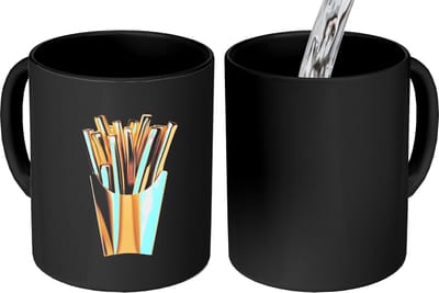 Magische Mok - Foto op Warmte Mokken - Koffiemok - Friet - Goud - Chrome - Eten - Magic Mok - Beker - 350 ML - Theemok
