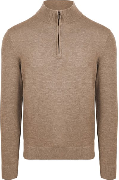 Suitable Slub Yarn Half Zip Trui Beige - Maat XL - Heren - Quarter zip - Schipperstrui met rits - Volwassen mannen