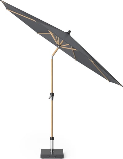 Platinum Sun & Shade - Middenstokparasol - Riva - Ø300cm - Teak Look - Antraciet - Kantelbaar - Easy-up draaisysteem - 96% UV protectie