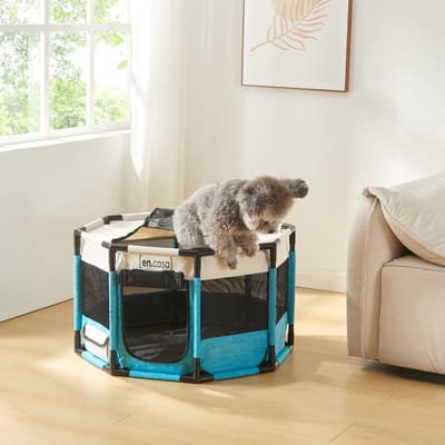 Hondenbox Nærøysund 72x72x45 cm blauw en beige
