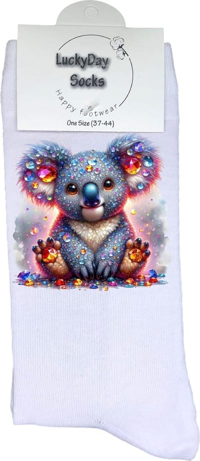 Koala - Verjaardag cadeau - Grappige sokken - Print sokken - Leuke sokken voor heren en dames - Moederdag - Vaderdag - Cadeau voor hem en haar - Kerstcadeau - Vrolijke sokken - Valentijns cadeau - Bling - Sokken waar je vrolijk van wordt - Maat 37-44