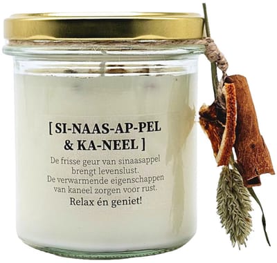 Geurkaars met droogbloemen - sinaasappel en kaneel