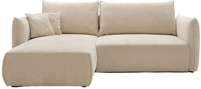 Vente-unique Linkse hoekslaapbank van getextureerde beige stof CARISU