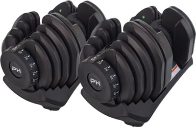 PH Fitness Verstelbare Dumbbells Set 40KG - 2 STUKS - Verstelbare Smart Dumbbells - Halterset voor Home Gym - Adjustable Dumbells van 5kg tot 40 kg - Complete Gewichten Set van 17 Dumbbells in één!