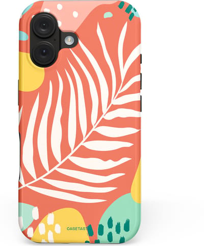 Casetastic hoesje geschikt voor Apple iPhone 16 - MagSafe - Dubbellaagse bescherming - Zomeravond - Fashion Case - Perzik Koraal Mintgroen Goud