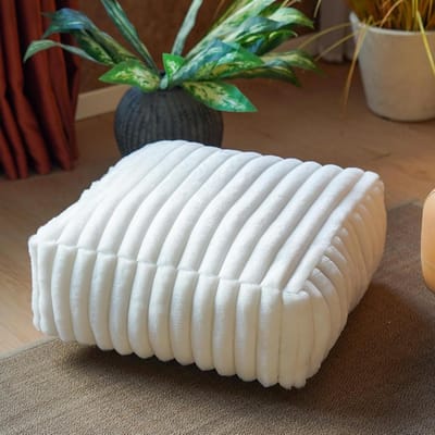 Ongevulde poef - Ottomaanse hoes - Zitruimte creëren - Zacht microvezel - 50 x 50 x 20 cm - Wit