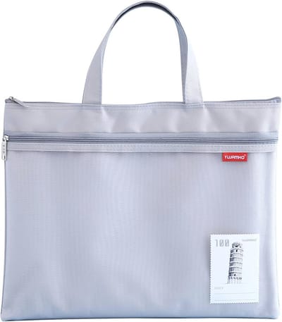 SnelShoppen - A4 Documententas Zip Tas Draagtas Nylon Mesh Tas Waterdichte Dubbele Rits Kleine Etiketten Student Kantoor Benodigdheden Grijs