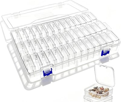 Sorteringsdozen voor Kleine Onderdelen - 45 Transparante Opbergdozen met Deksel, 5.5 x 5.5 x 2 Cm, Ideaal voor Organisatie en Opslag