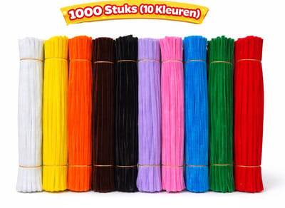 Chenille Draden 1000 Stuks (10 Kleuren) – Pijpenragers voor Knutselen, Hobby, DIY en Creatief Werk – Knutselmateriaal voor Kinderen en Volwassenen