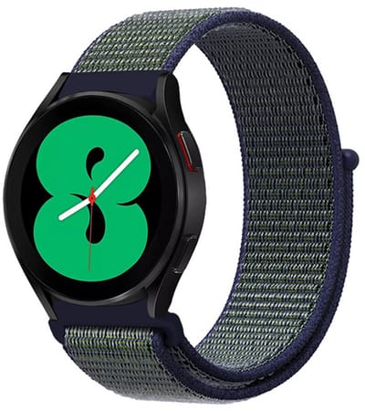 By Qubix - Sport Loop nylon bandje - Blauw met groene band - Geschikt voor Xiaomi Redmi Watch 5 Active / Redmi Watch 5 Lite
