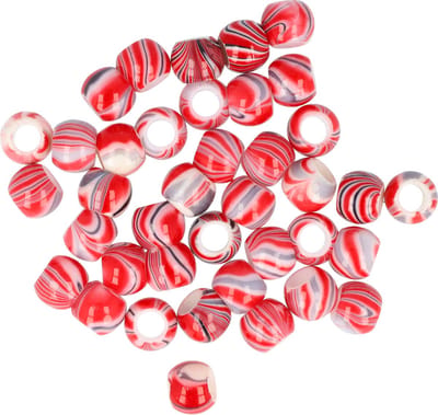 Haarsoires Haarspeld Haarkralen 1cm - Marmer Patroon - Rood - Set van 30Haar Kralen voor Vlechten & Haarversiering - Hair Beads