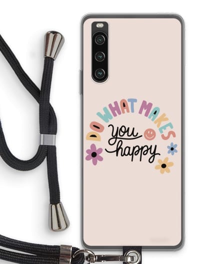 Case Company® - Hoesje met koord geschikt voor Sony Xperia 10 IV hoesje met Koord - Happy days - Telefoonhoesje met Zwart Koord - Bescherming aan alle Kanten en Over de Schermrand