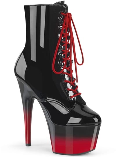 Pleaser - ADORE-1020BR-H Plateau Laarzen, Paaldans schoenen - Paaldans schoenen - 35 Shoes - Zwart/Rood