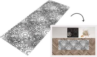 Keukenloper - Loper keuken - Mandala - Zentangle - Patroon - 150x50 cm - Keukenloper vinyl