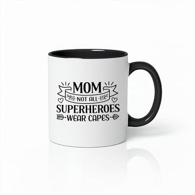 Luxe Tweekleurige Mok Zwart Wit - Superhero Mom Ontwerp - Verjaardagscadeau Moeder