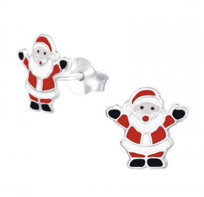 Welovesilver - zilveren oorknopjes - kerstman - kind - 925 zilver